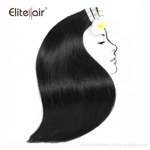 Hot sells high quality No any split ends Double drawn Silky straight tape hair extensions Tape in Hair Extensions tape weft hair